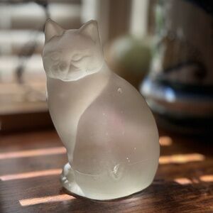 Elegant Frosted Glass Cat Figurine